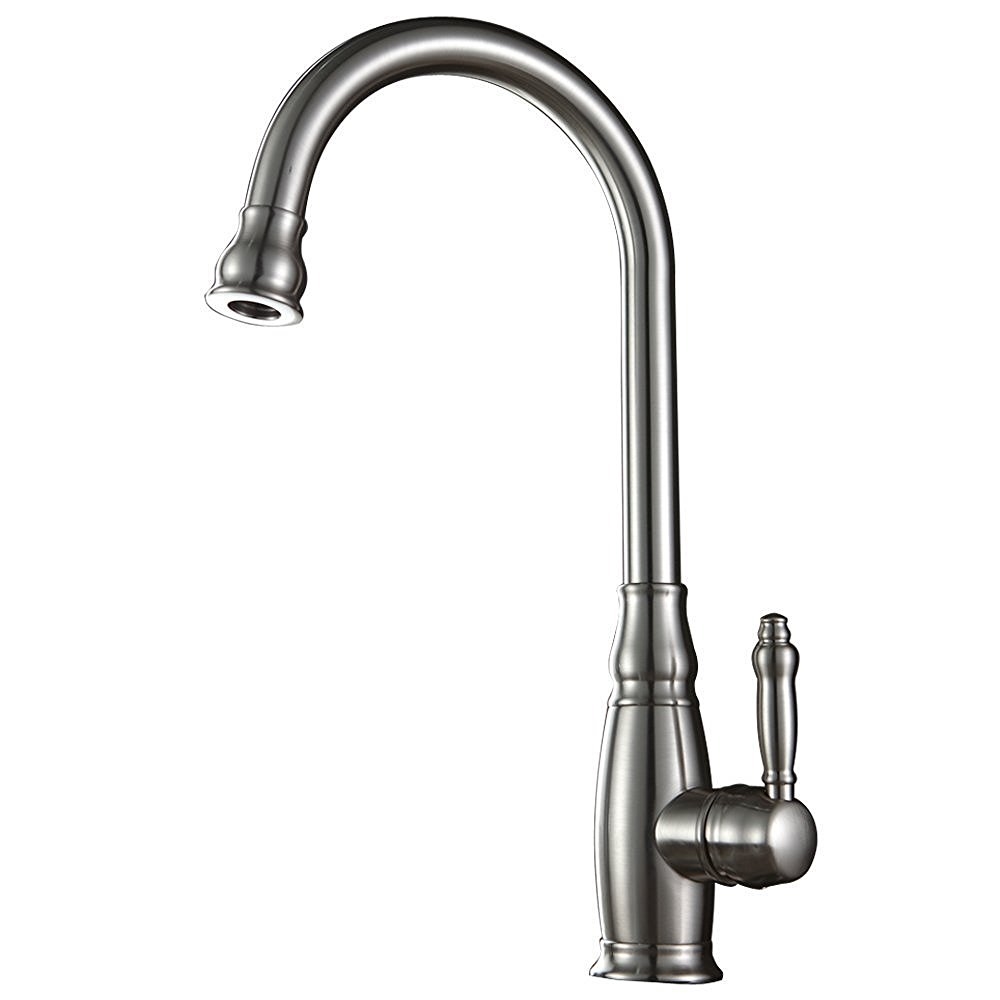 Turrubares Deck Mounted Brushed Nickel Kitchen Sink Faucet with Pull Down Spray
